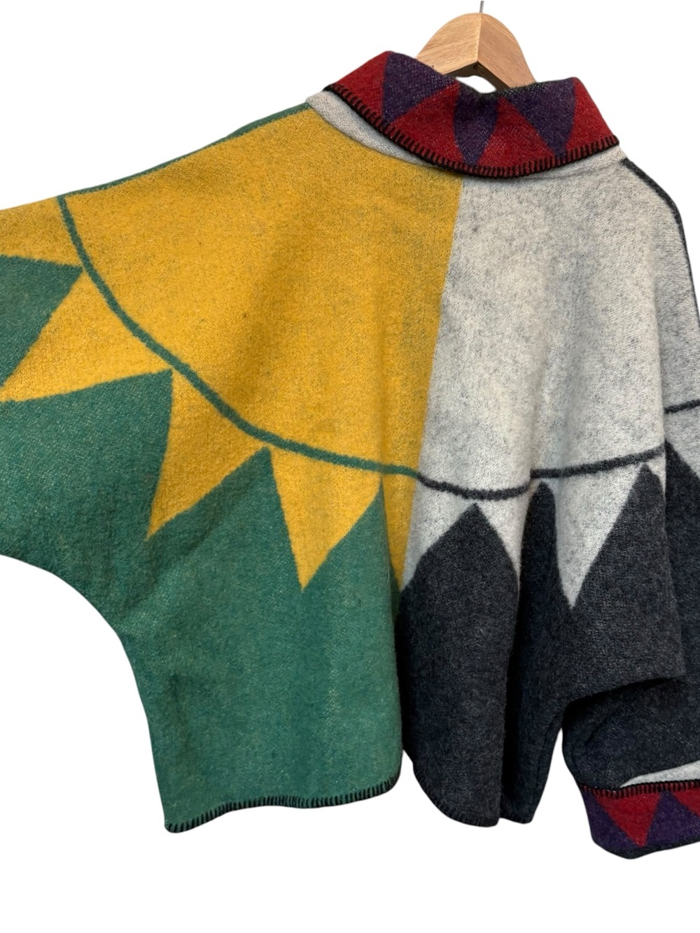 Vintage Aventura Oversized Southwestern Wool Poncho - Picture 4 of 8
